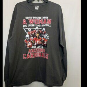 NFL Women's Arizona Cardinals Long-Sleeve Gray Team T-Shirt Top Sz XL